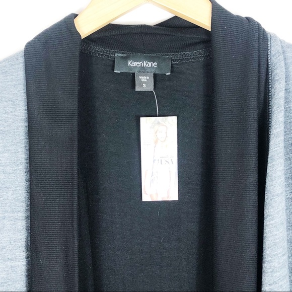 NWT Karen Kane Double Knit Open Face Cardigan | Black Gray | Size Small - Picture 4 of 12